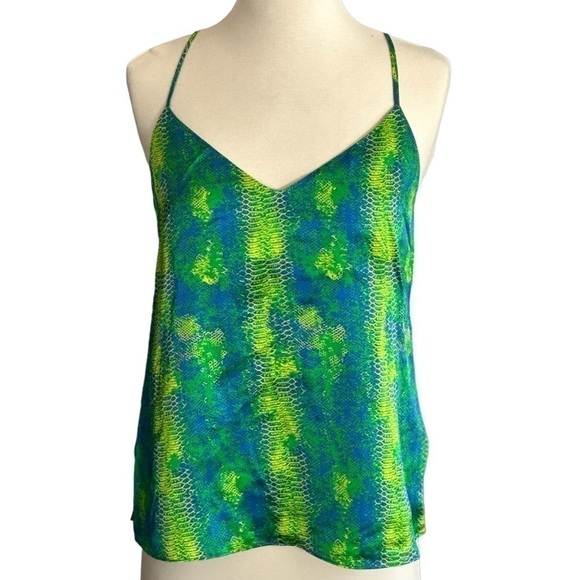 L’agence Kylee Racerback Tank 100% Silk Amazon Viper Print. - Picture 4 of 9